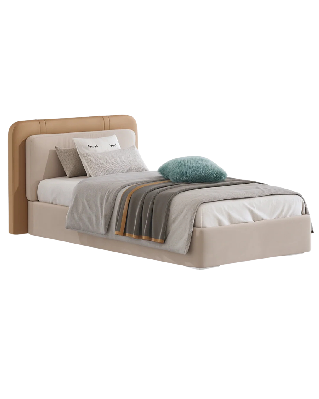 Lulu Bed — Children’s Upholstered Single Bed with Two-Tone Headboard