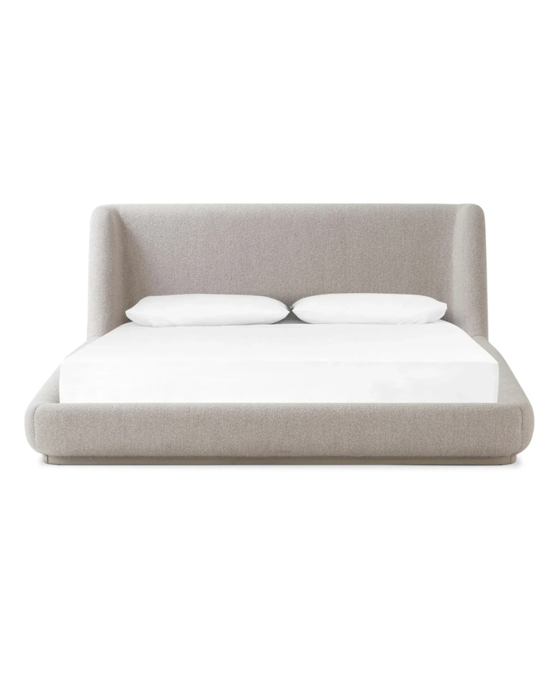 Aria Curved Upholstered Bed in Soft Grey Fabric