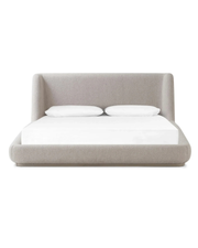 Aria Curved Upholstered Bed in Soft Grey Fabric