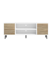 Scandinavian Style TV Stand with White & Natural Wood Finish