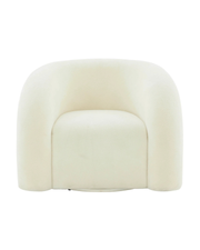 Modern Ivory Barrel Accent Chair – Curved Design