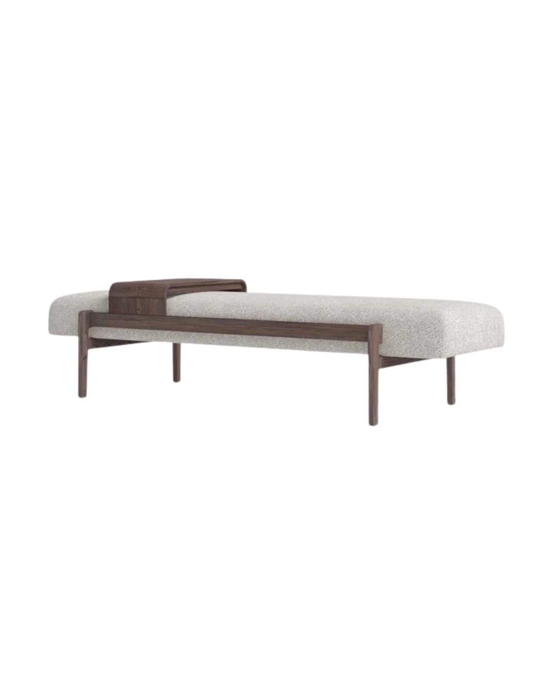 Modern Upholstered Bench with Wooden Frame & Tray – Minimalist Design