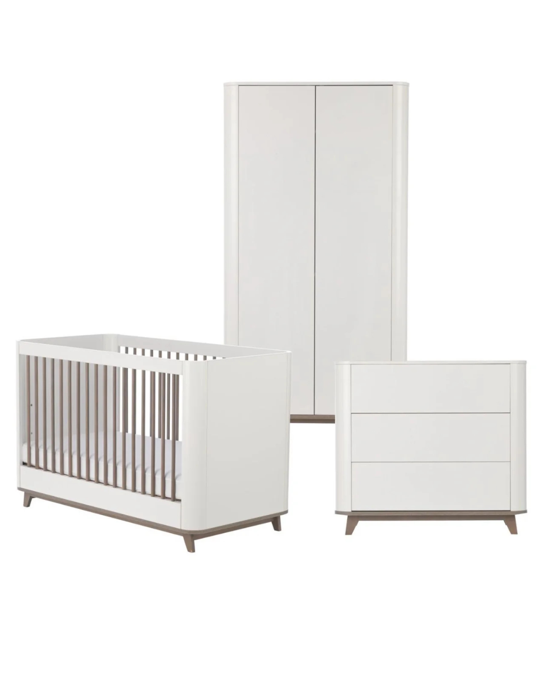 Neve Nursery Set — 3-Piece Modern Cot, Dresser & Wardrobe