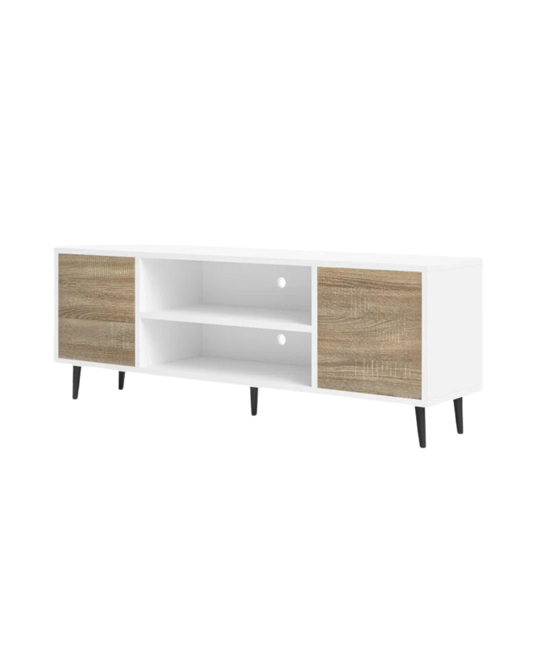 Scandinavian Style TV Stand with White & Natural Wood Finish