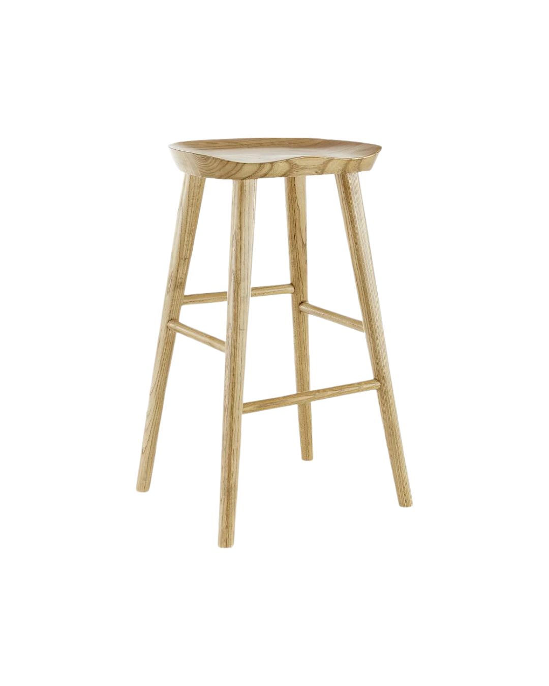 Legno Bar Stool — Solid Ash Carved Saddle Seat Counter Stool