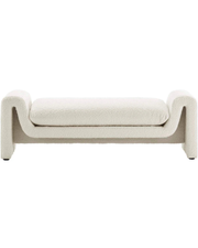 Modern Cream Bouclé Bench – Sculptural Arms & Plush Seat