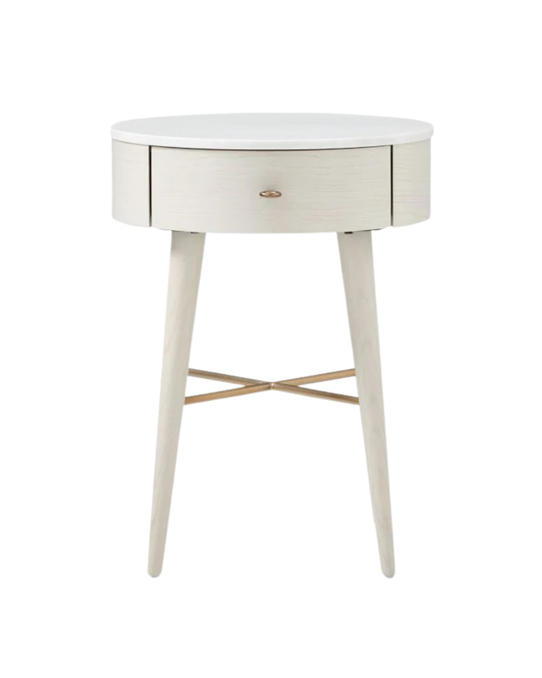 Minimalist Nightstand with Hidden Drawer and Brass Accents