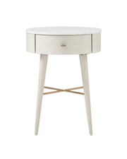 Minimalist Nightstand with Hidden Drawer and Brass Accents