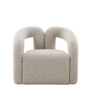 Modern Sculptural Bouclé Accent Chair – Open-Back Design