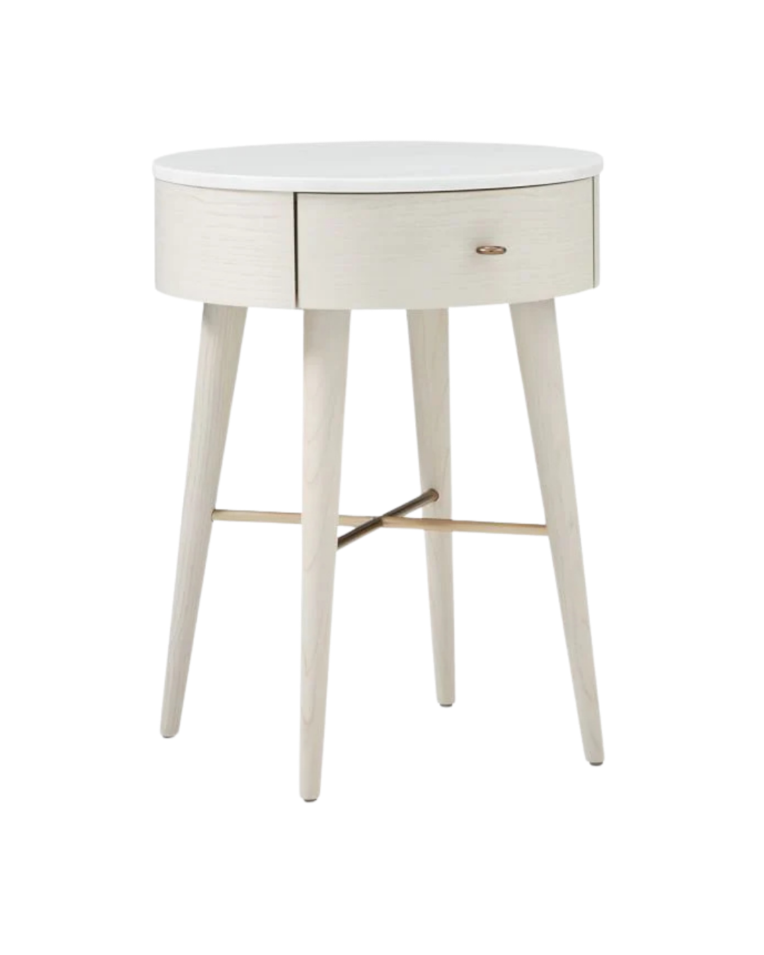Minimalist Nightstand with Hidden Drawer and Brass Accents