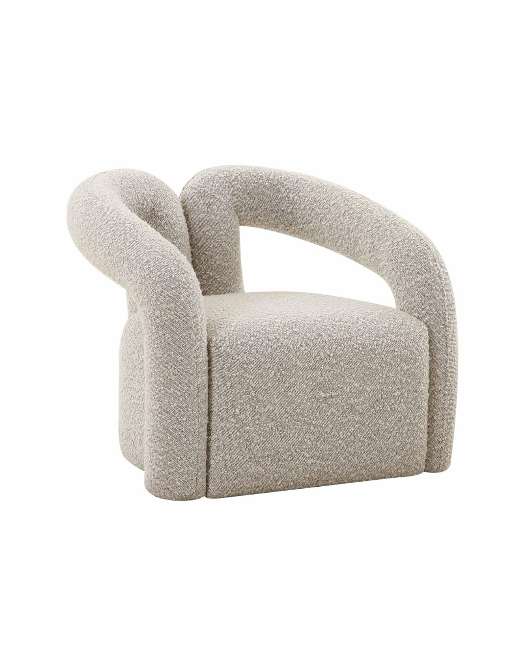 Modern Sculptural Bouclé Accent Chair – Open-Back Design