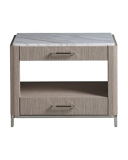 Modern Nightstand with White Marble Top and Two Drawers