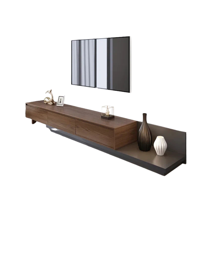Modern Floating TV Unit in Walnut & Charcoal Finish