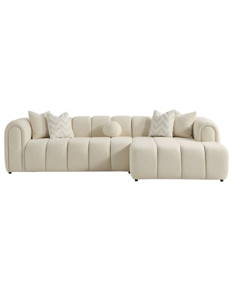 Modern Cream Sectional Sofa channel tufting plush curves – UAE