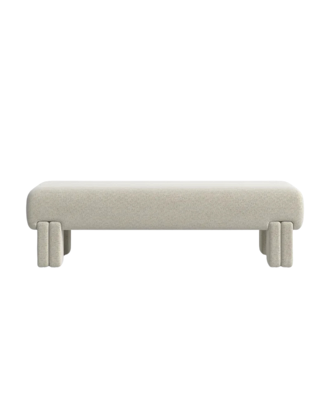 Modern Grey Upholstered Bench – Sculptural Legs & Minimalist Design