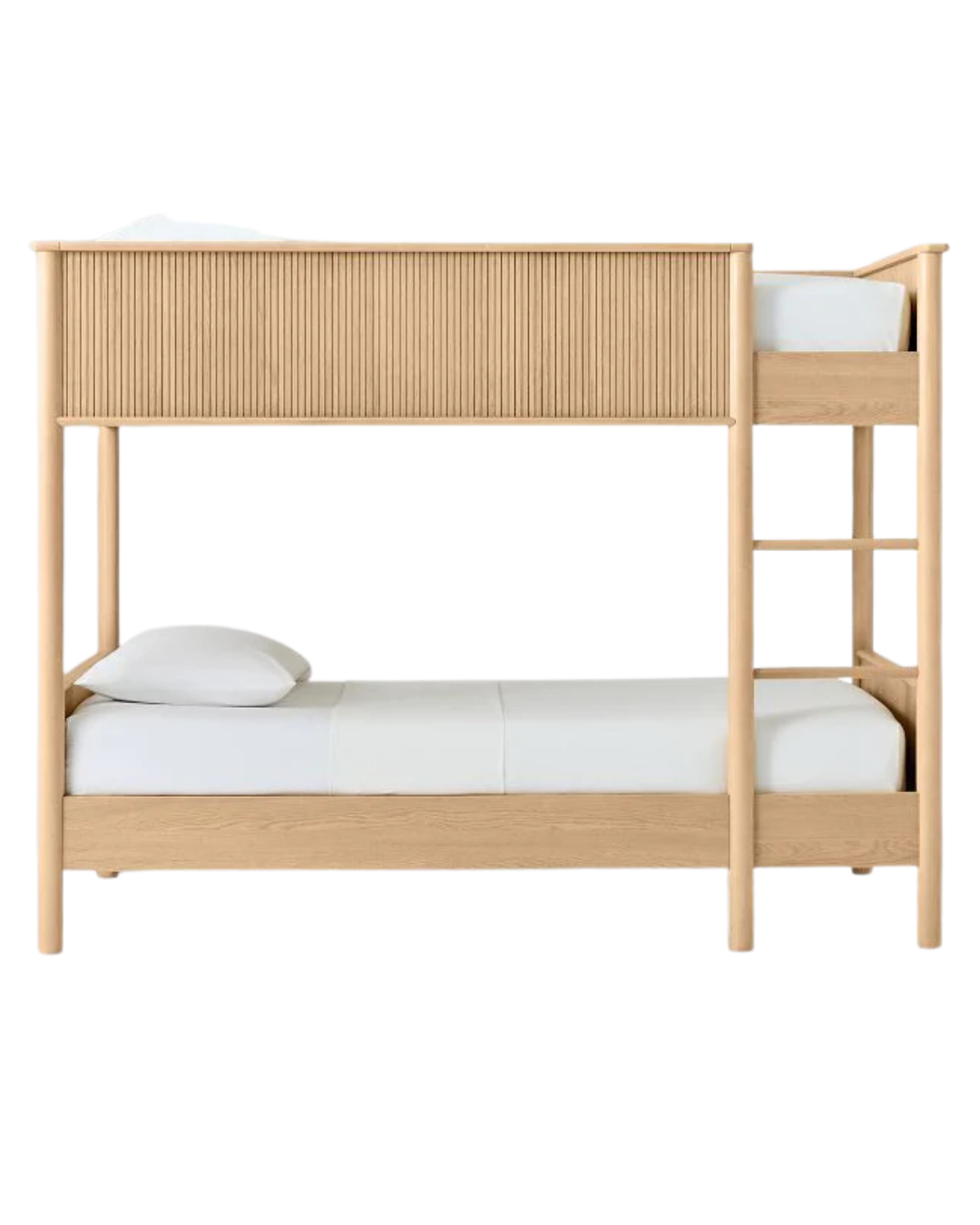 Reed Bunk Bed — Solid Oak Bunk Bed with Fluted Safety Panel