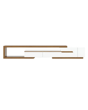 Modern Minimalist TV Stand in White & Natural Wood Finish