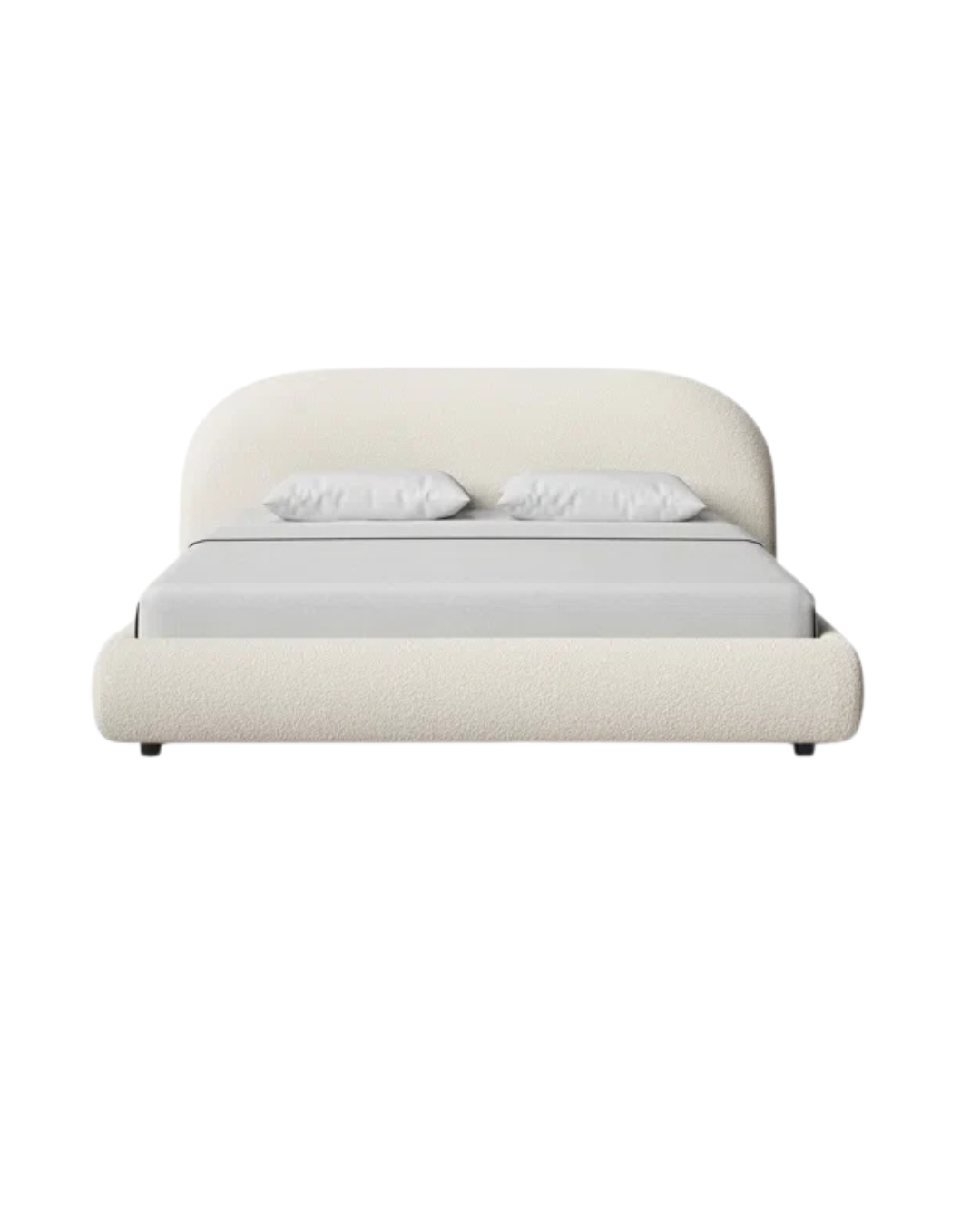 Blanca Curved Upholstered Bed in Bouclé Ivory Fabric
