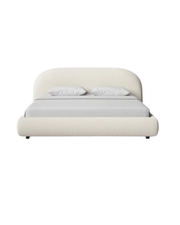 Blanca Curved Upholstered Bed in Bouclé Ivory Fabric