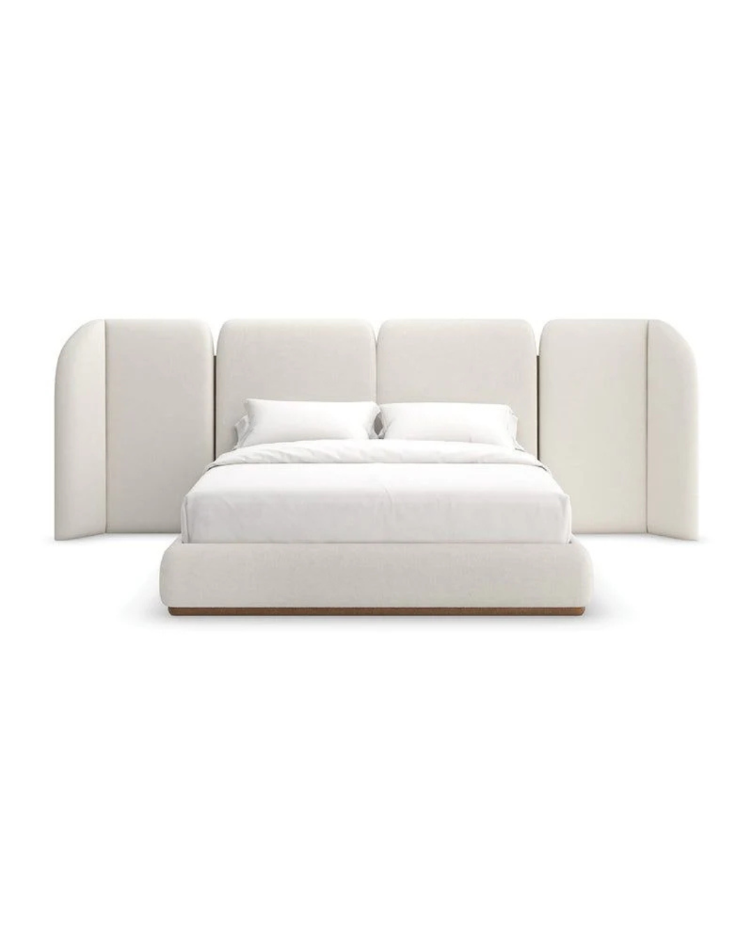 Celeste Modern Upholstered Bed with Curved Wingback Headboard
