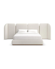 Celeste Modern Upholstered Bed with Curved Wingback Headboard