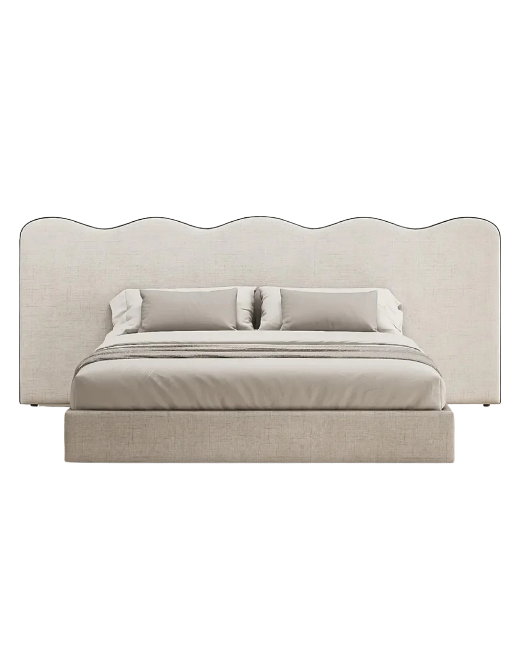 Scallop Edge Upholstered Bed – Modern Elegance with Artistic Headboard Design