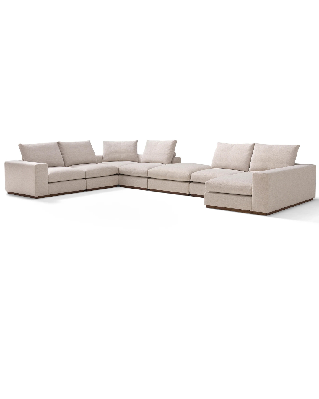 The Largo Sectional — Modular U-Shape Sofa with Walnut Plinth Base
