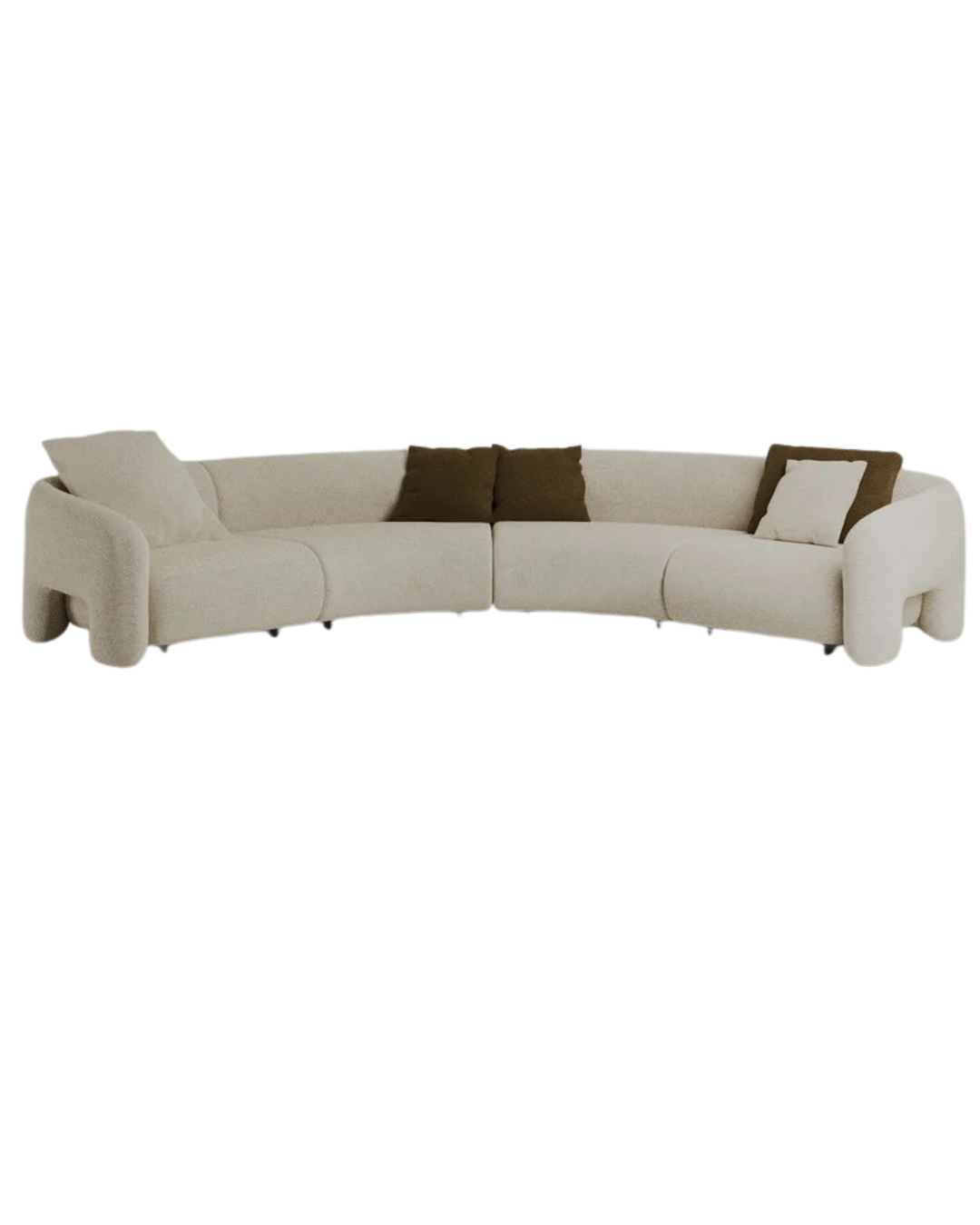 Luno Sectional — Curved Bouclé Sofa with Pillar Arms