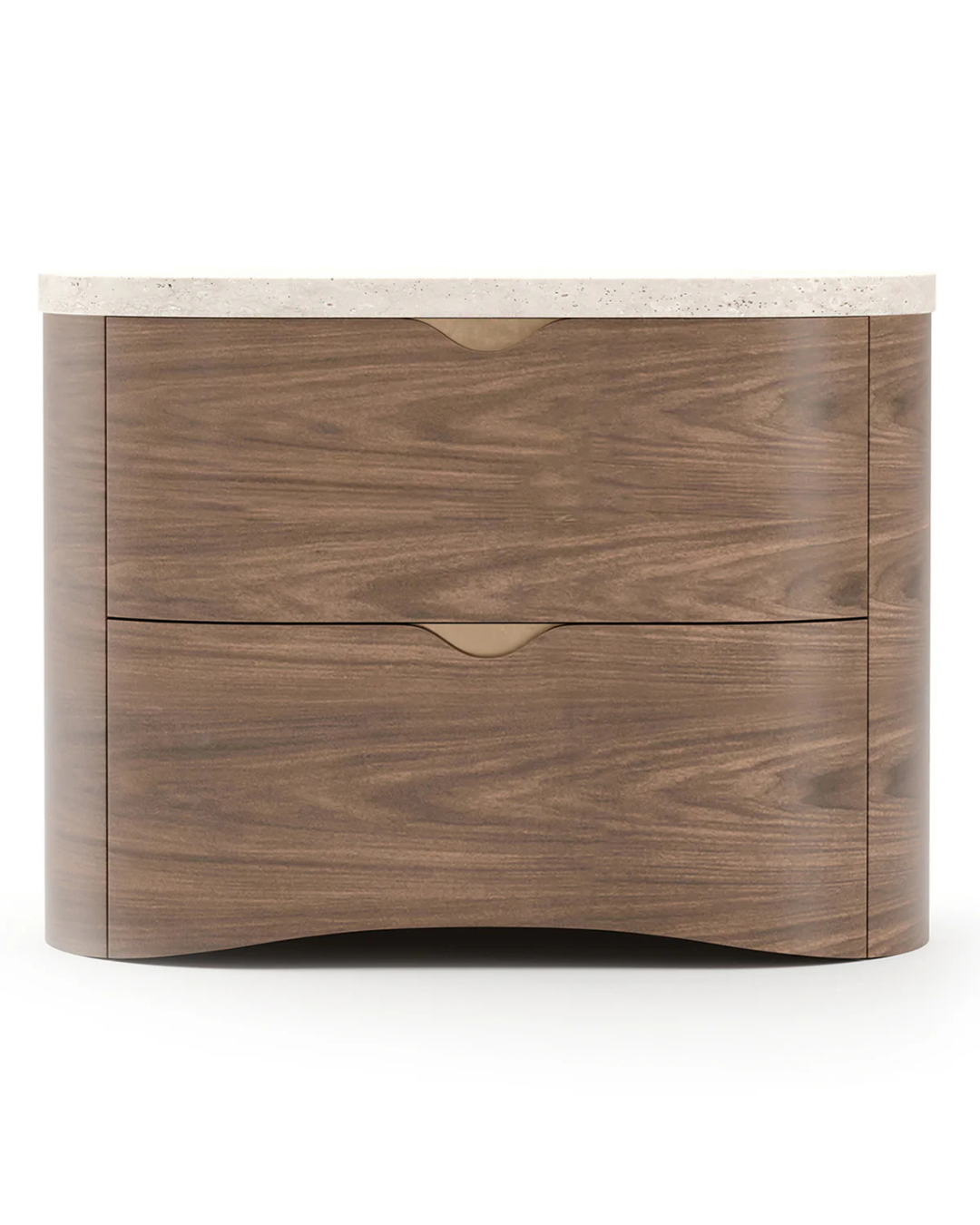The Terra Nightstand — Walnut & Travertine Bedside Table | Furmories Furniture