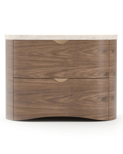 The Terra Nightstand — Walnut & Travertine Bedside Table | Furmories Furniture