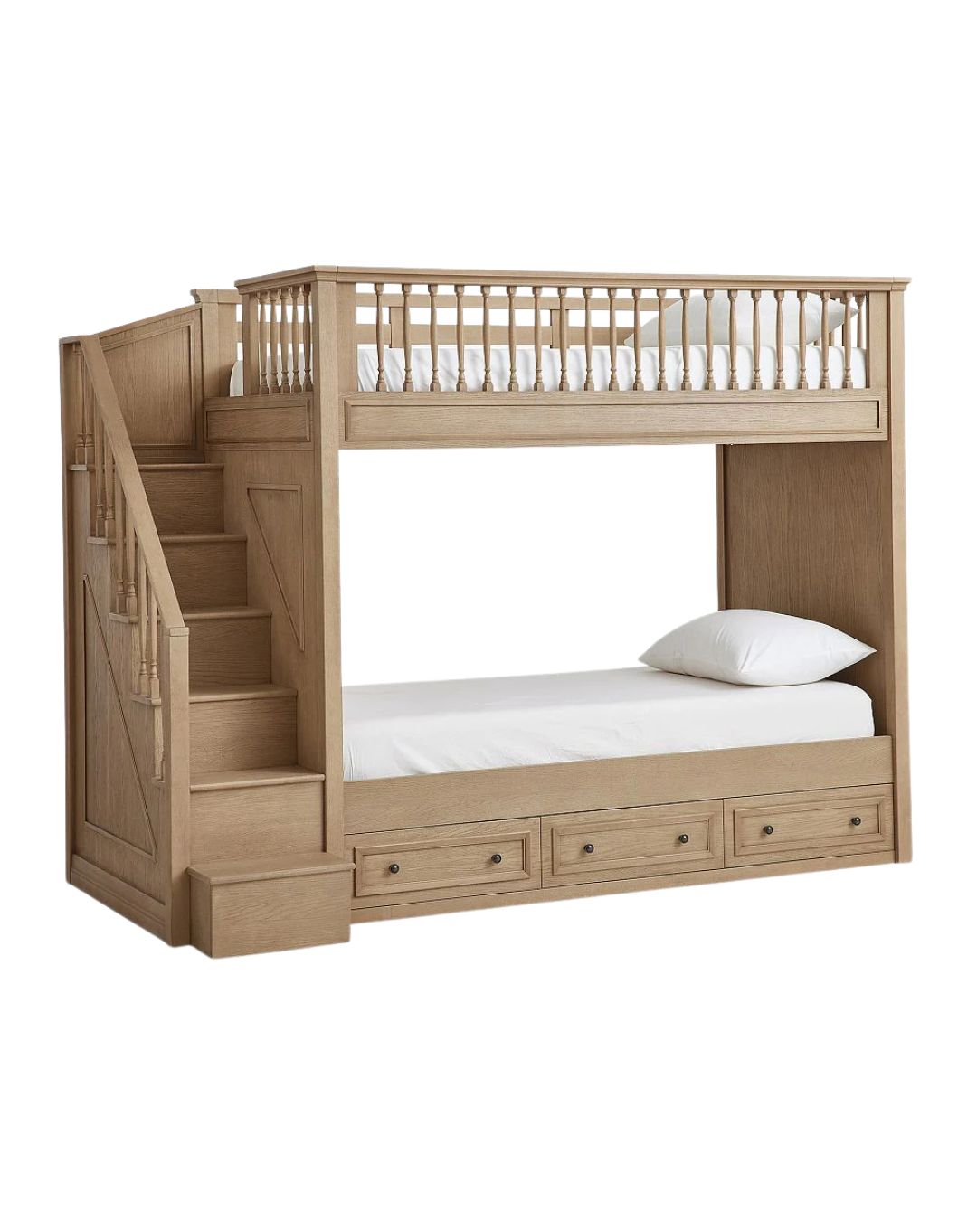 Castello Bunk Bed — Solid Oak Staircase Bunk Bed with Storage Drawers