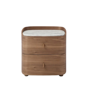 The Pebble Nightstand — Walnut & Marble Bedside Table