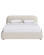 Aurora Rounded Upholstered Bed in Soft Beige Fabric