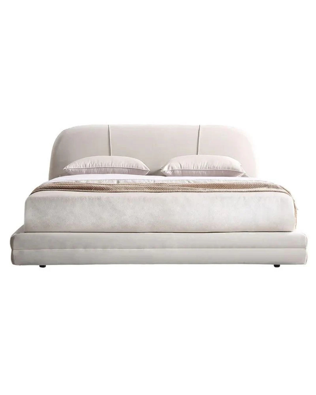 Aurora Modern Curved Upholstered Bed in Soft Ivory