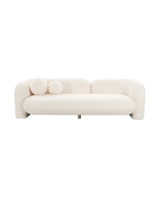 Modern Cream Rounded Sofa – Sculptural Bolster Pillows & Plush Comfort