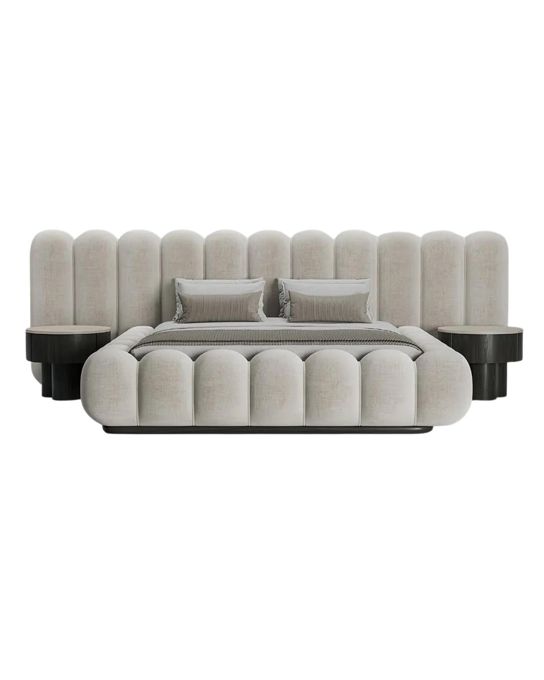 Archella Curved Upholstered Bed with Sculpted Channel Headboard