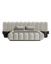 Archella Curved Upholstered Bed with Sculpted Channel Headboard
