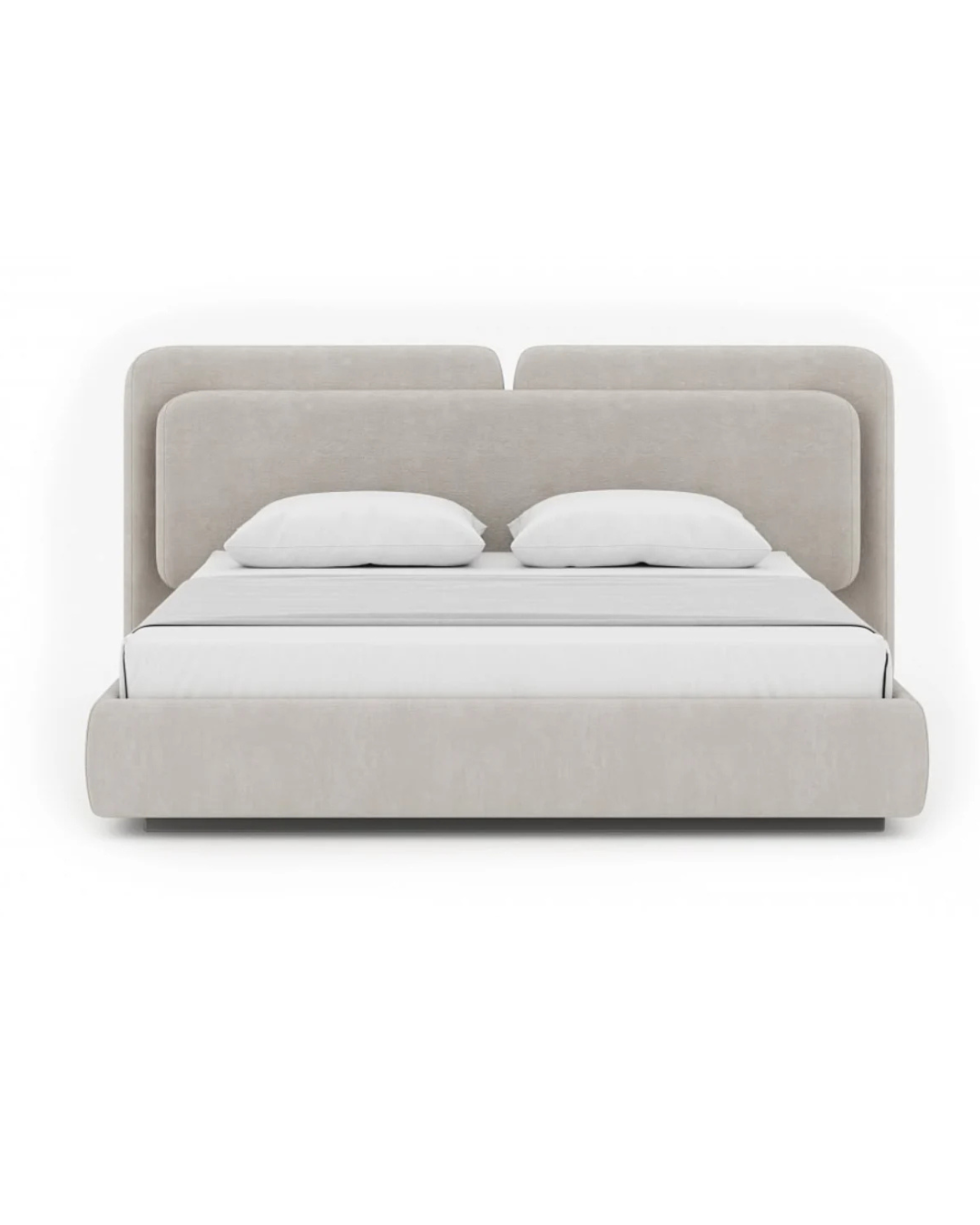Contemporary Upholstered Bed with Layered Panel Headboard