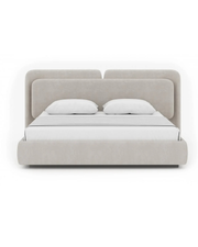 Contemporary Upholstered Bed with Layered Panel Headboard