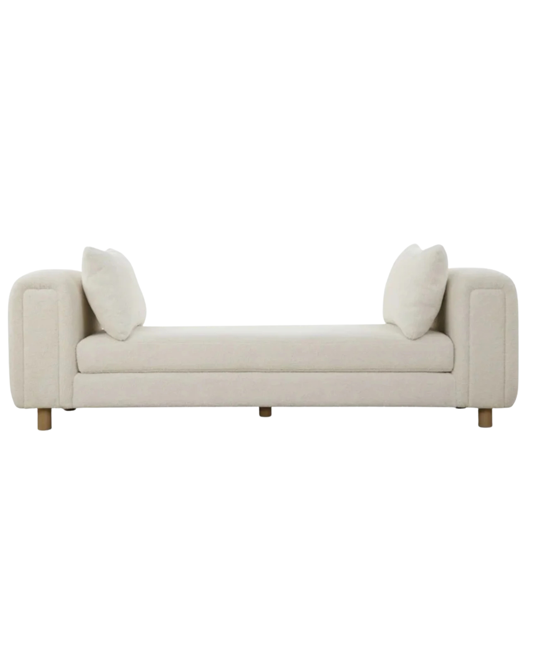 Modern Cream Upholstered Bench with Cushions – Chic Daybed Design