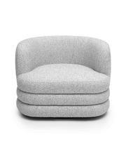Modern Barrel Accent Chair – Bouclé Upholstery & Layered Base