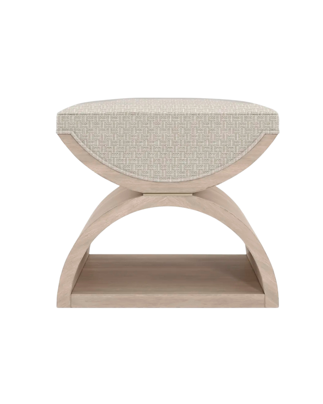 Modern Sculptural Upholstered Stool – Curved Wood Base & Chic Design