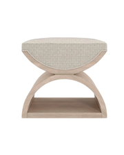 Modern Sculptural Upholstered Stool – Curved Wood Base & Chic Design