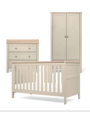 Nido Nursery Set — 3-Piece Cot, Dresser & Wardrobe in Sage & Oak