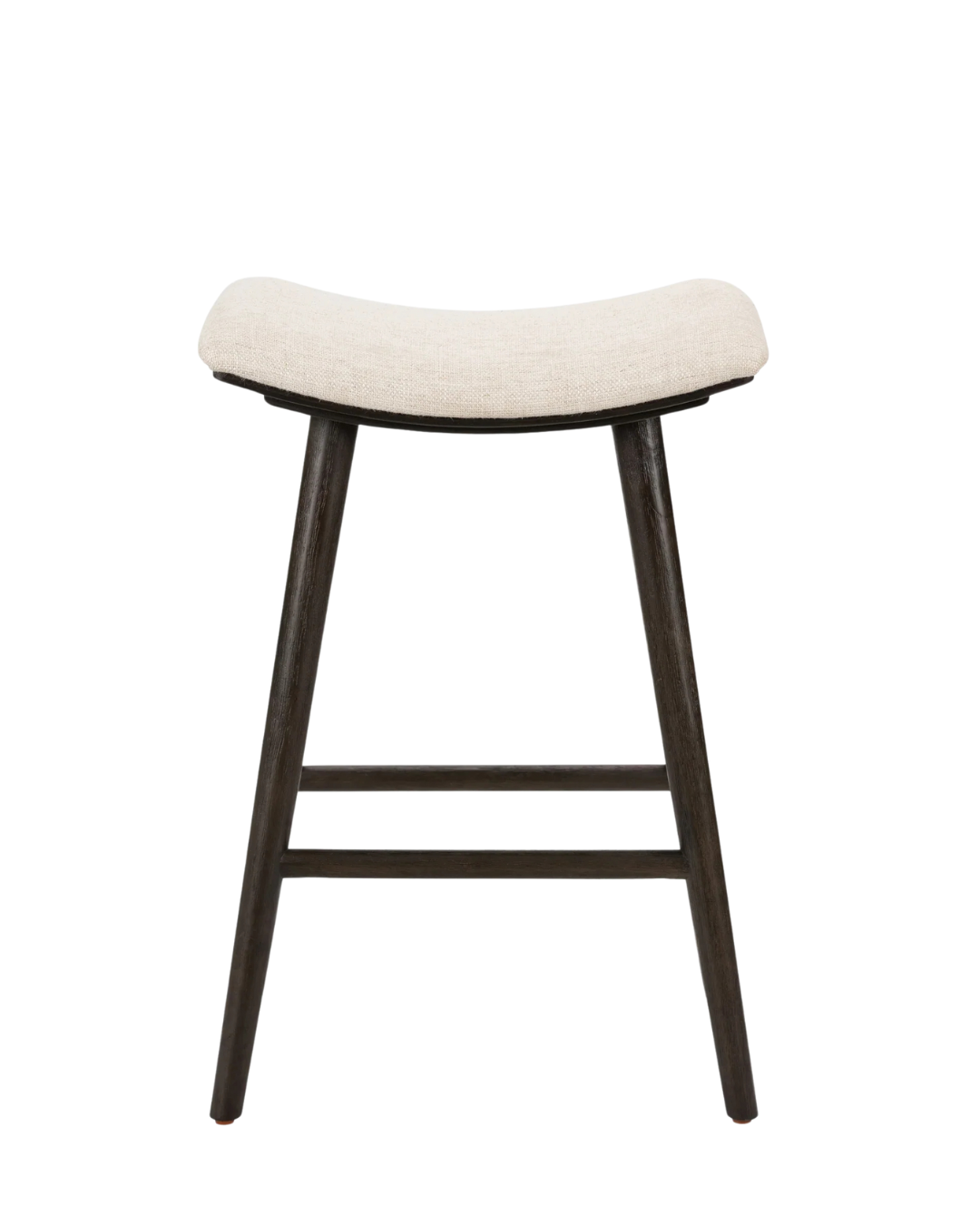 Sella Counter Stool — Upholstered Saddle Seat Bar Stool with Dark Oak Legs