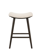 Sella Counter Stool — Upholstered Saddle Seat Bar Stool with Dark Oak Legs
