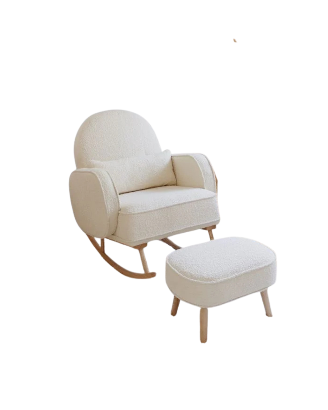 Culla Nursing Chair & Footstool — Bouclé Rocking Chair with Ottoman