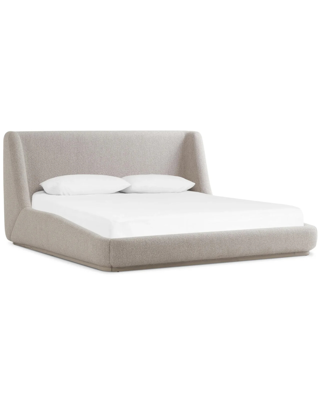 Aria Curved Upholstered Bed in Soft Grey Fabric