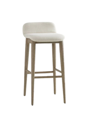 Abbraccio Bar Stool — Low-Back Upholstered Stool with Greige Oak Legs
