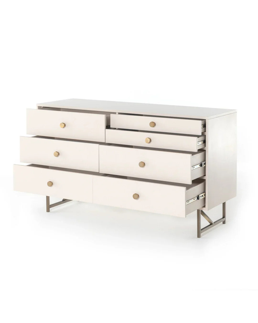 Cream Dresser angle view – 6 drawer dresser Ajman UAE